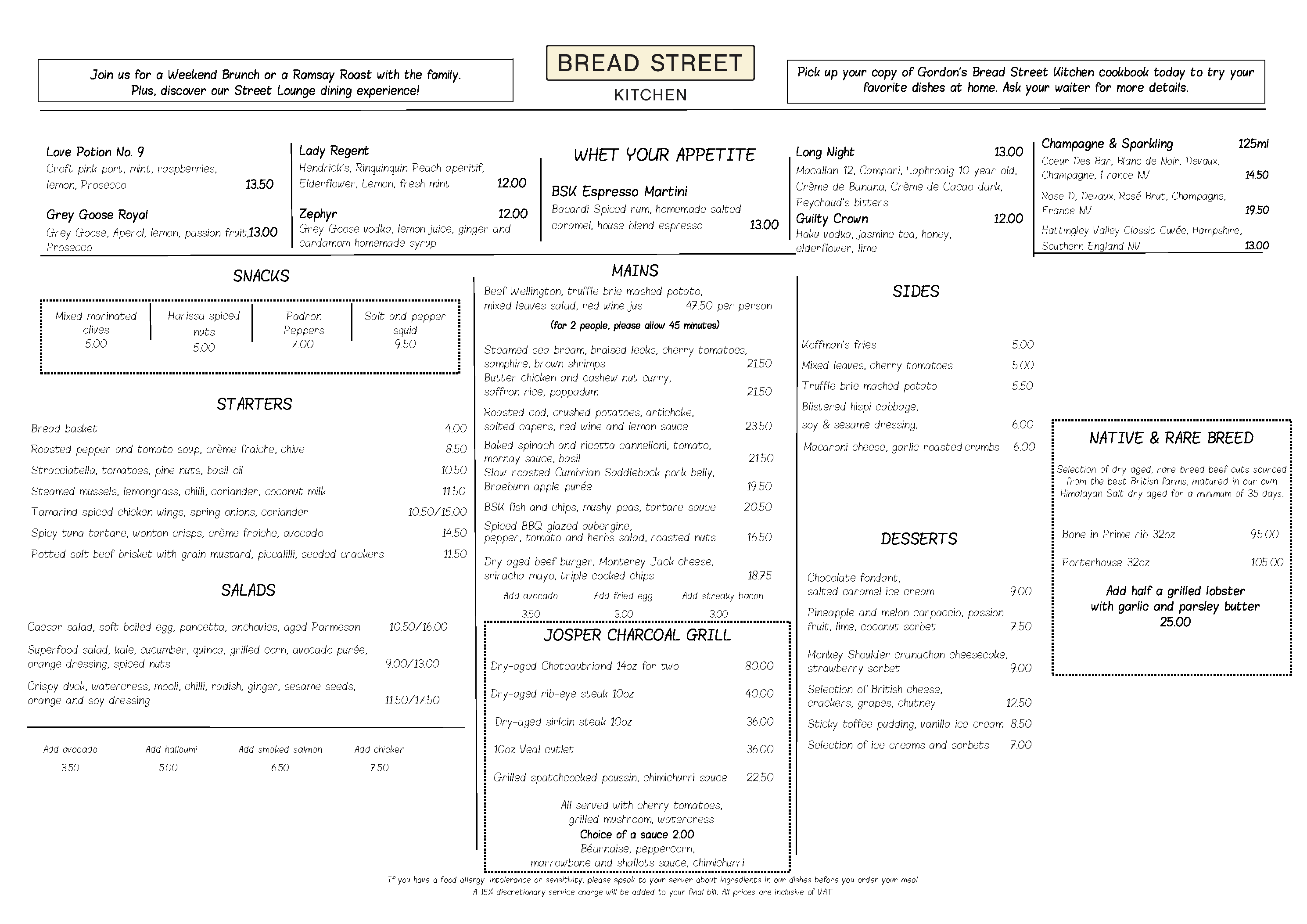 Menus Bread Street Kitchen St Paul's Gordon Ramsay Restaurants