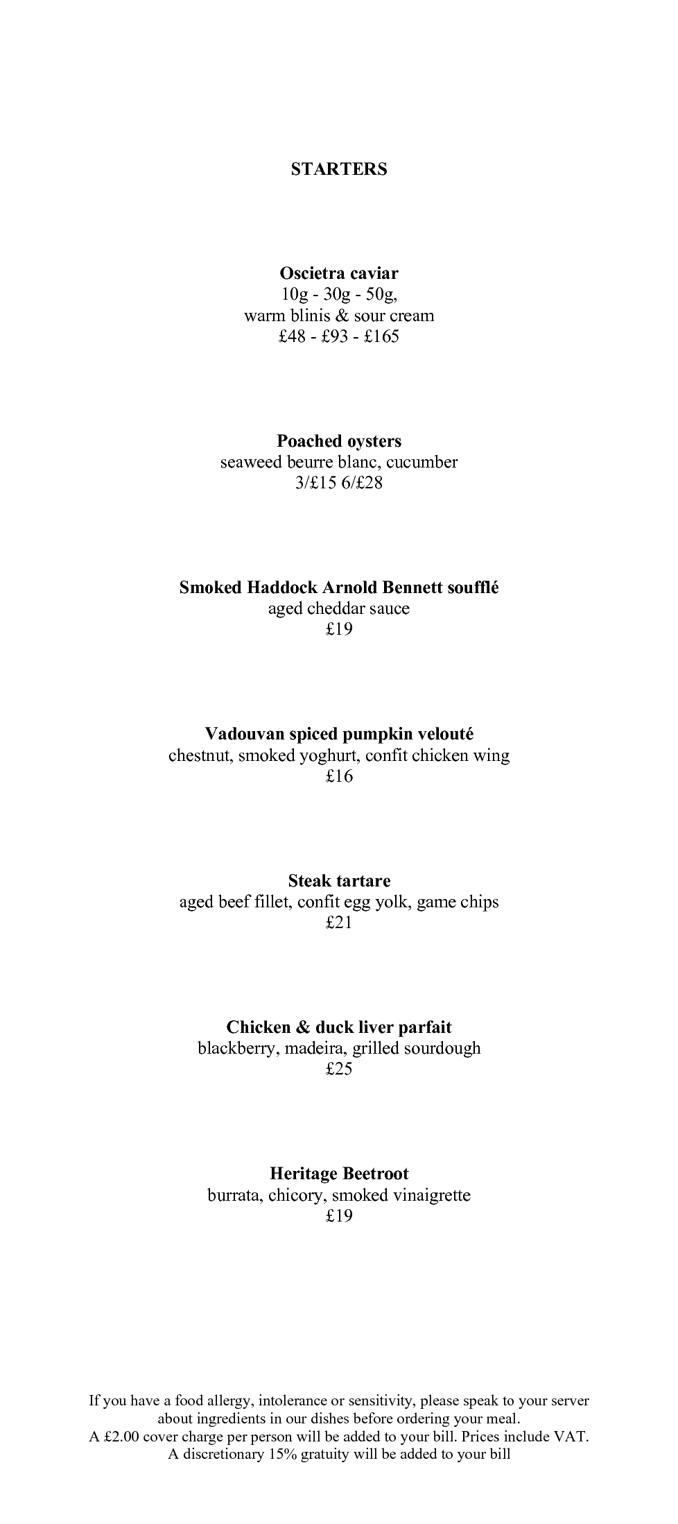 Menus Savoy Grill Gordon Ramsay Restaurants