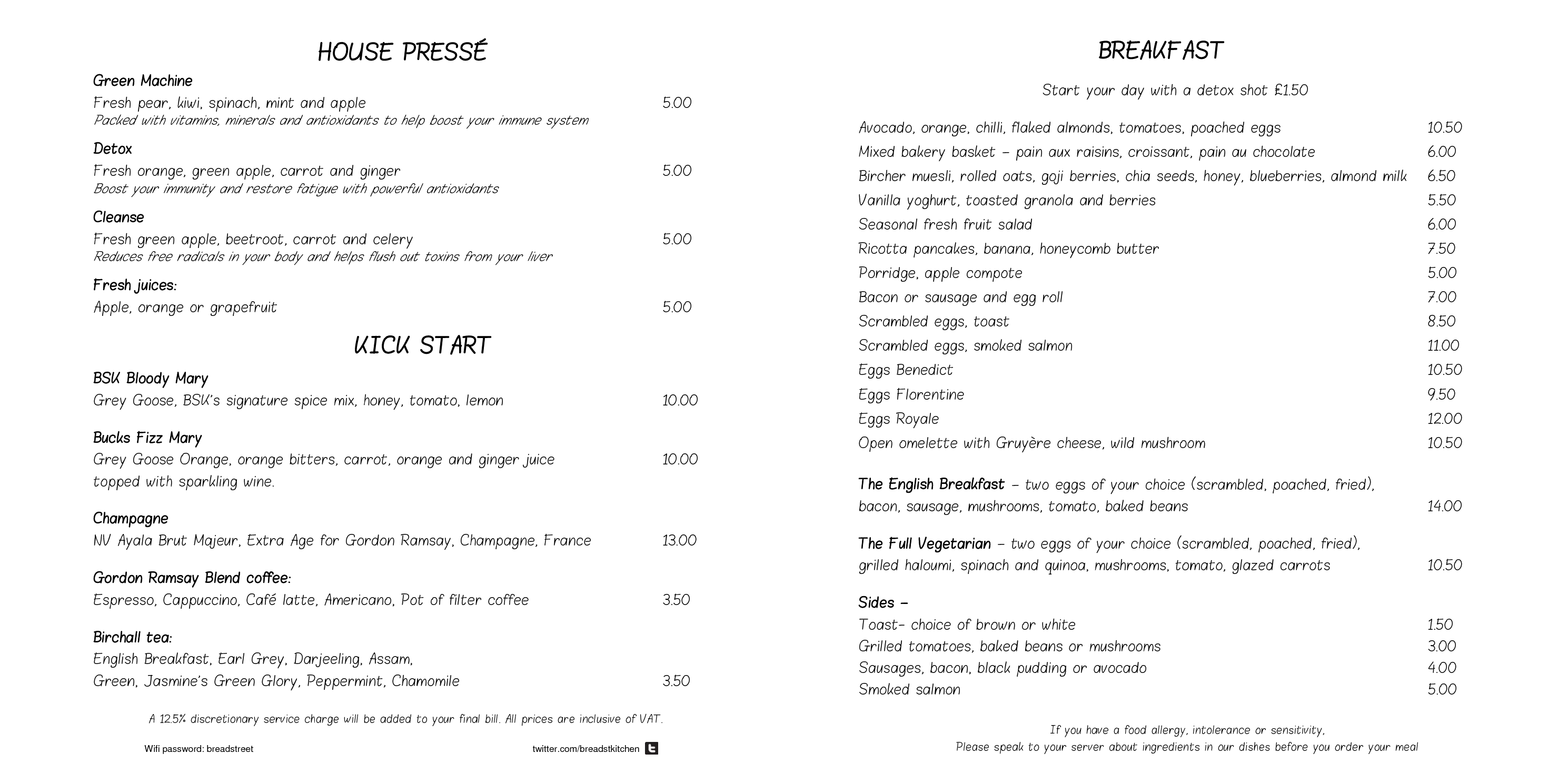 Menus Bread Street Kitchen Gordon Ramsay Restaurants