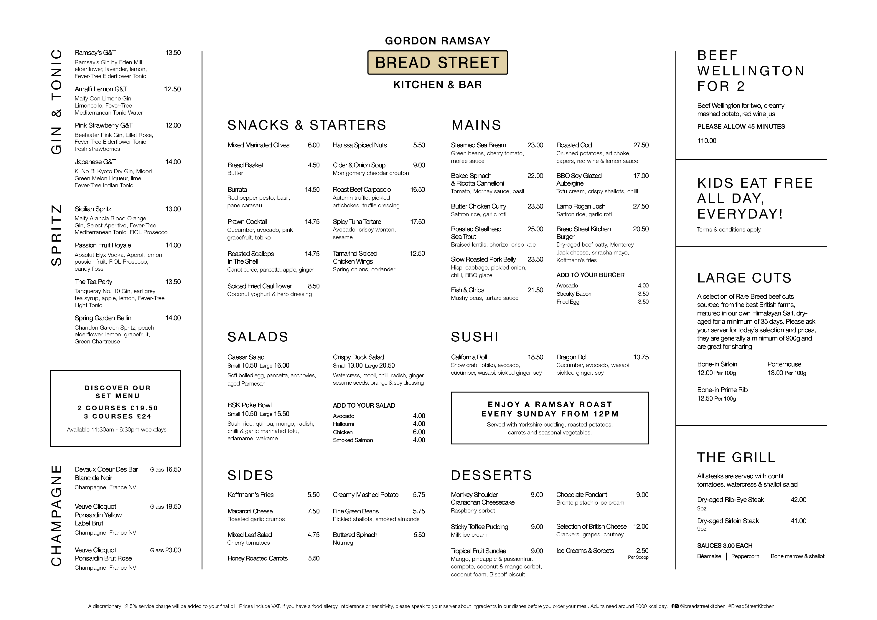 Menus Bread Street Kitchen & Bar Liverpool Gordon Ramsay Restaurants