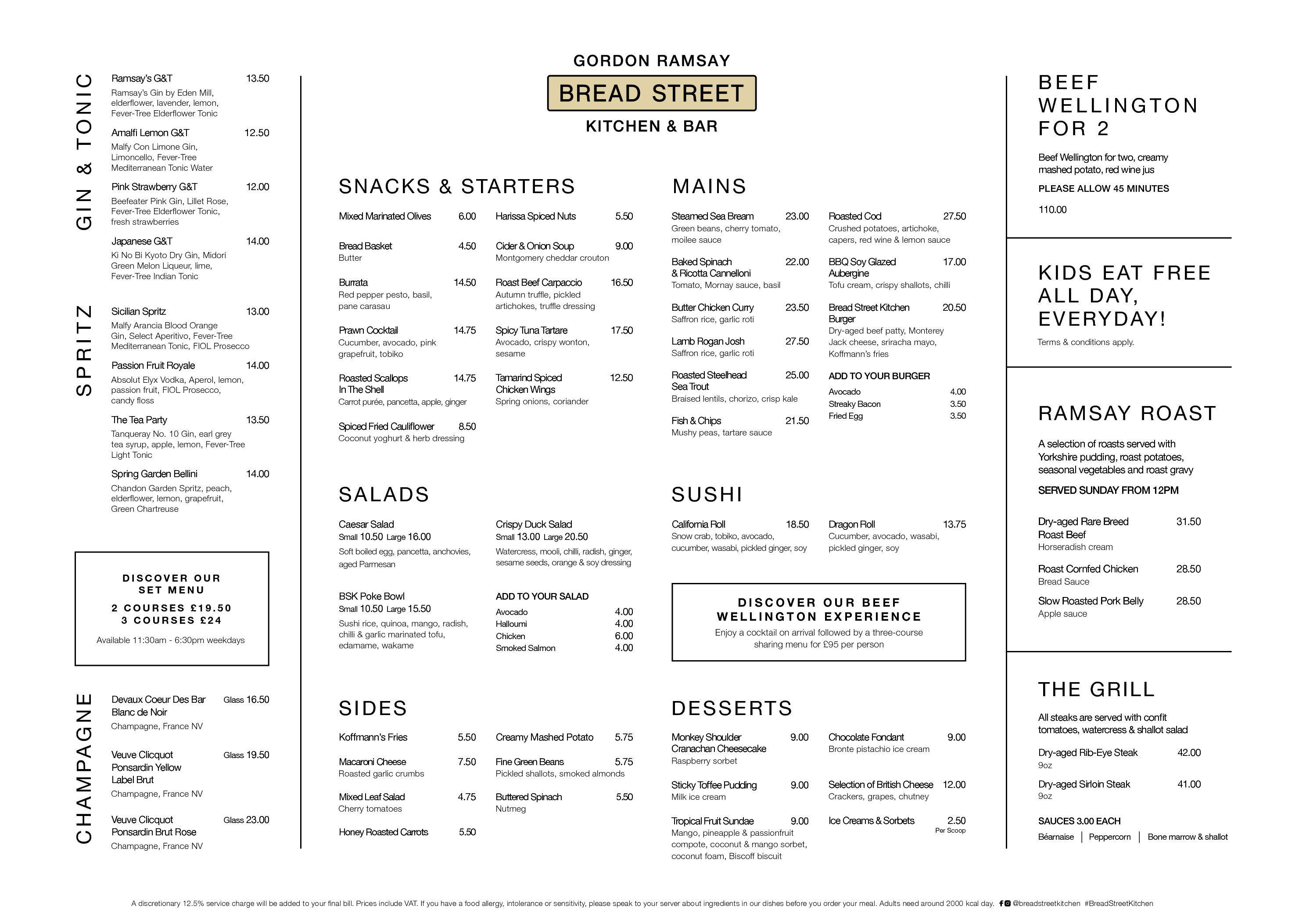 Menus Bread Street Kitchen & Bar Liverpool Gordon Ramsay Restaurants