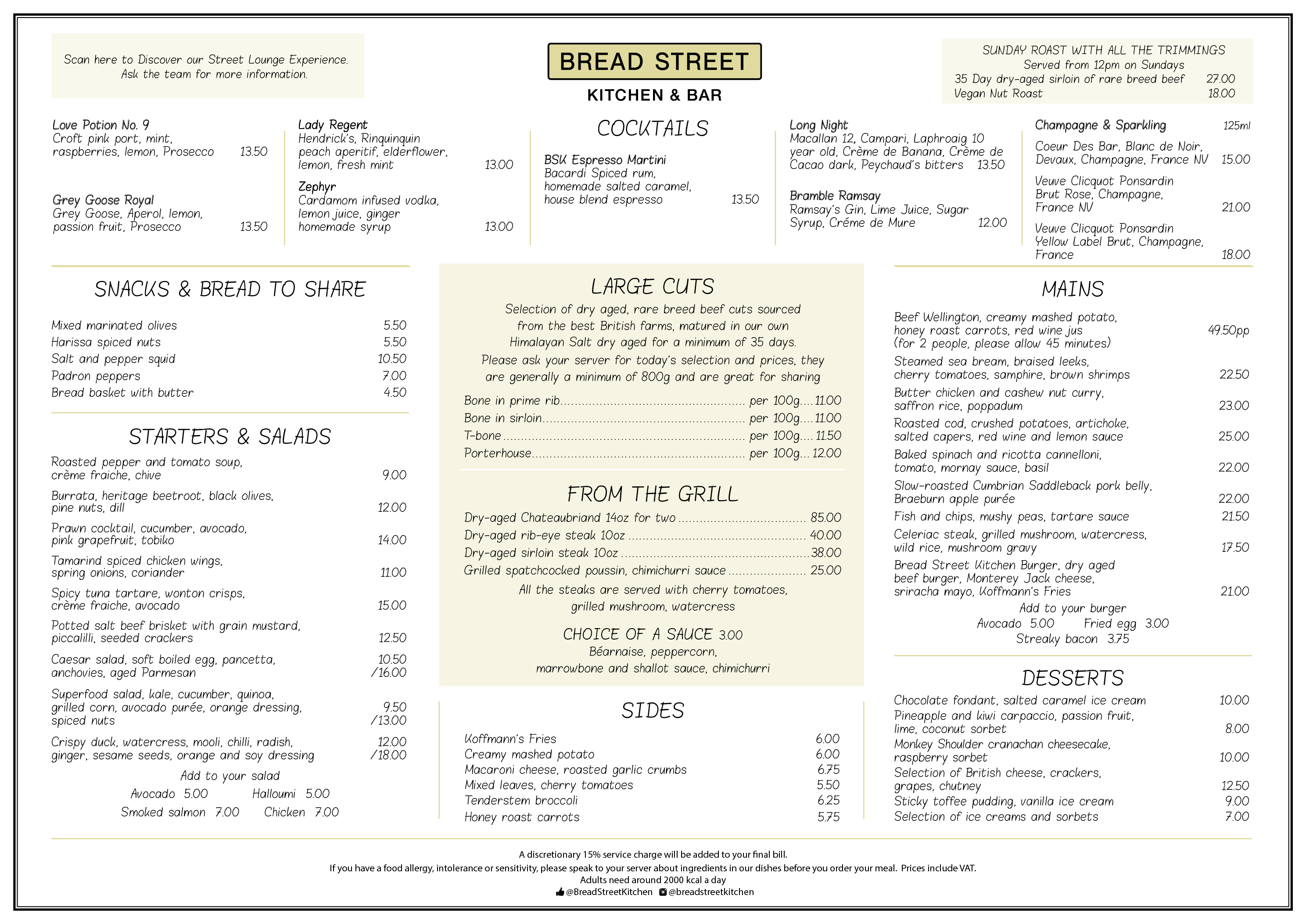 Menus Bread Street Kitchen & Bar St Paul's Gordon Ramsay Restaurants