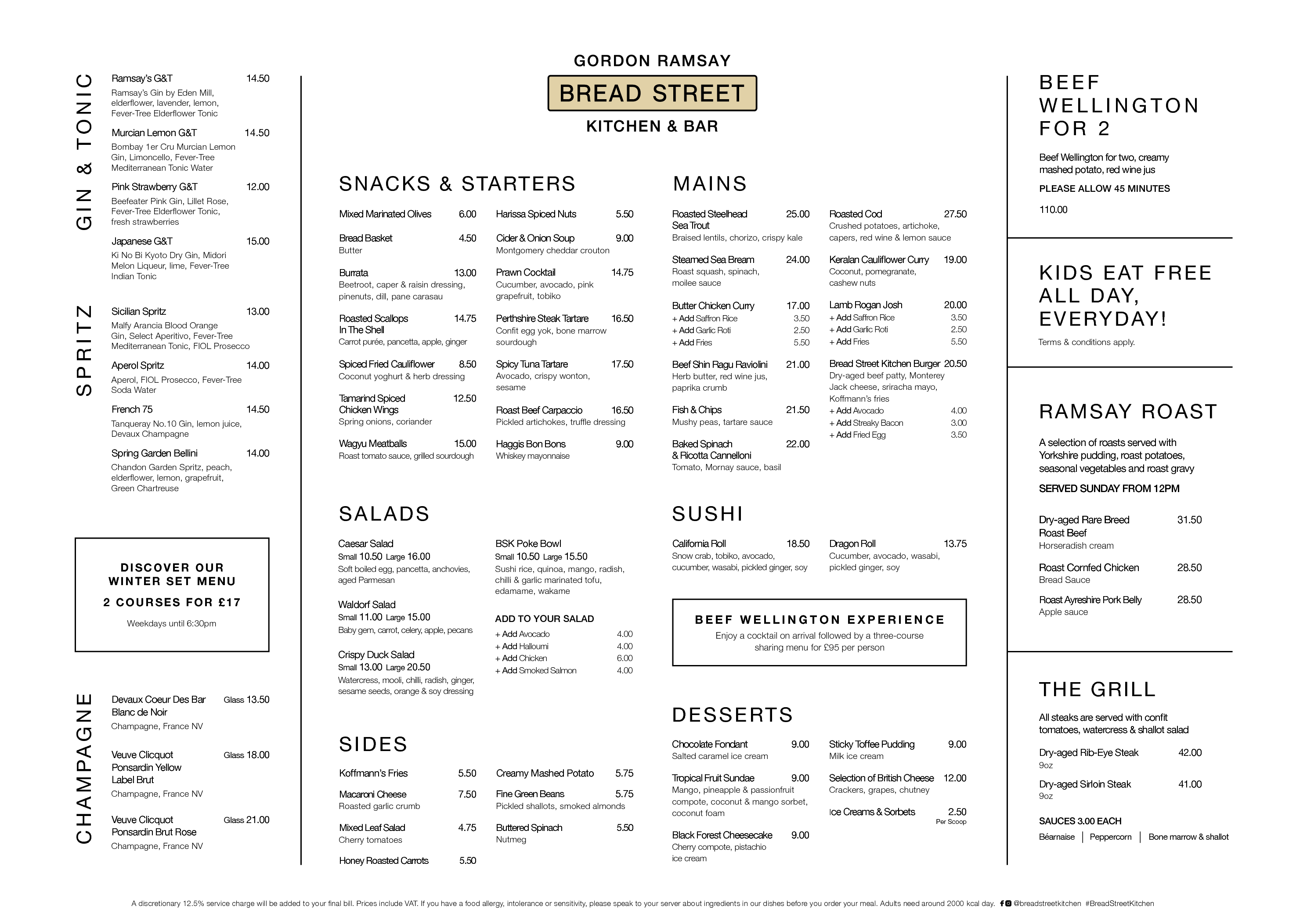 Menus Bread Street Kitchen & Bar Edinburgh Gordon Ramsay Restaurants