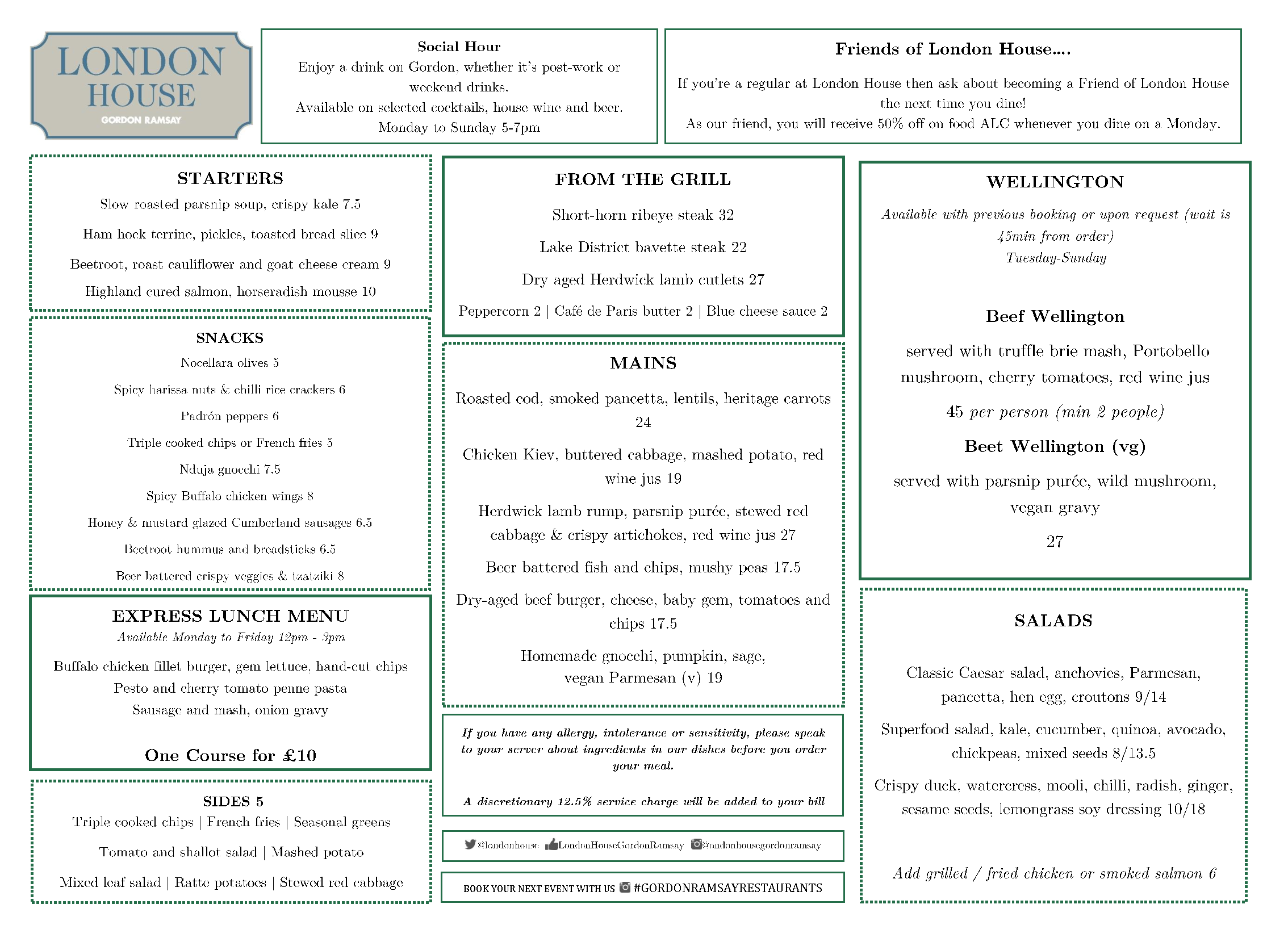 Menus London House Battersea Gordon Ramsay Restaurants