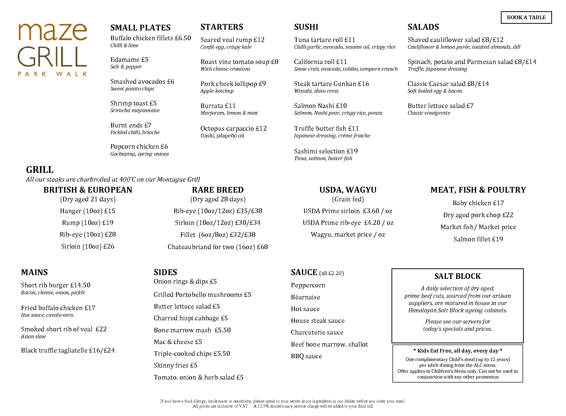 Maze Grill Drinks Menu Maze Grill Drinks Menu