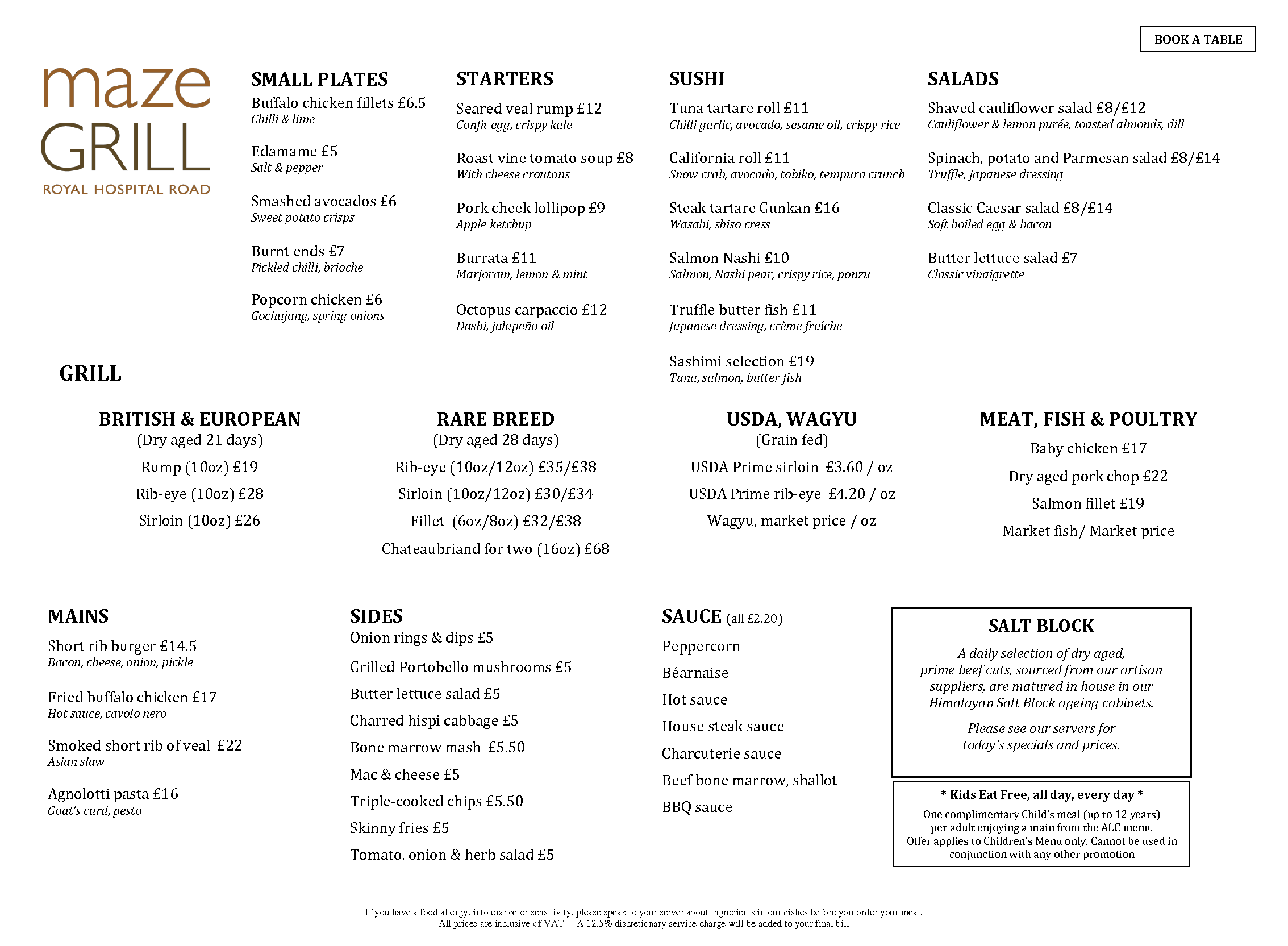 Menus Maze Grill Royal Hospital Road Gordon Ramsay Restaurants As Pdf