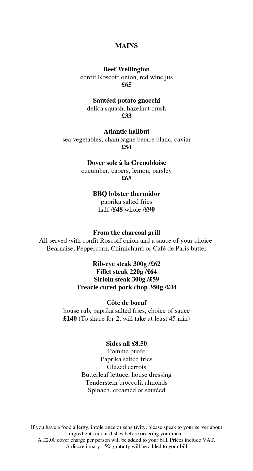 Menus Savoy Grill Gordon Ramsay Restaurants