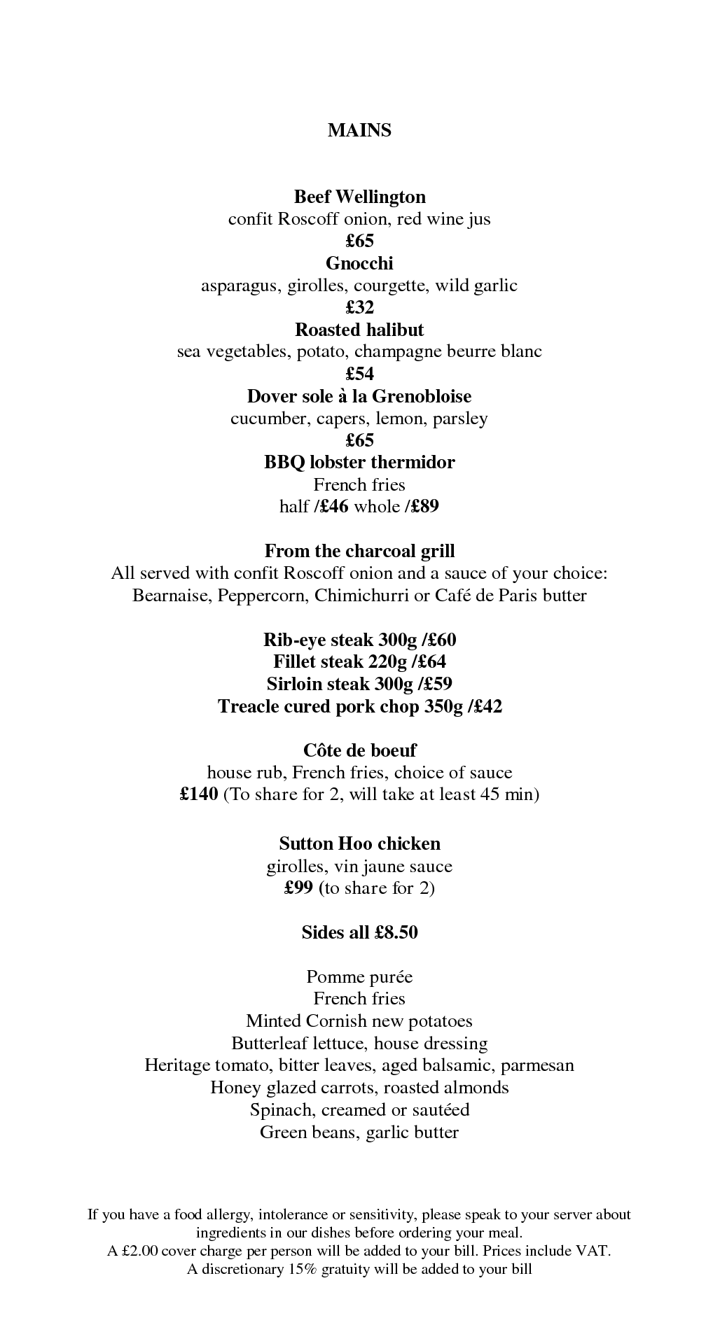 Menus Savoy Grill Gordon Ramsay Restaurants