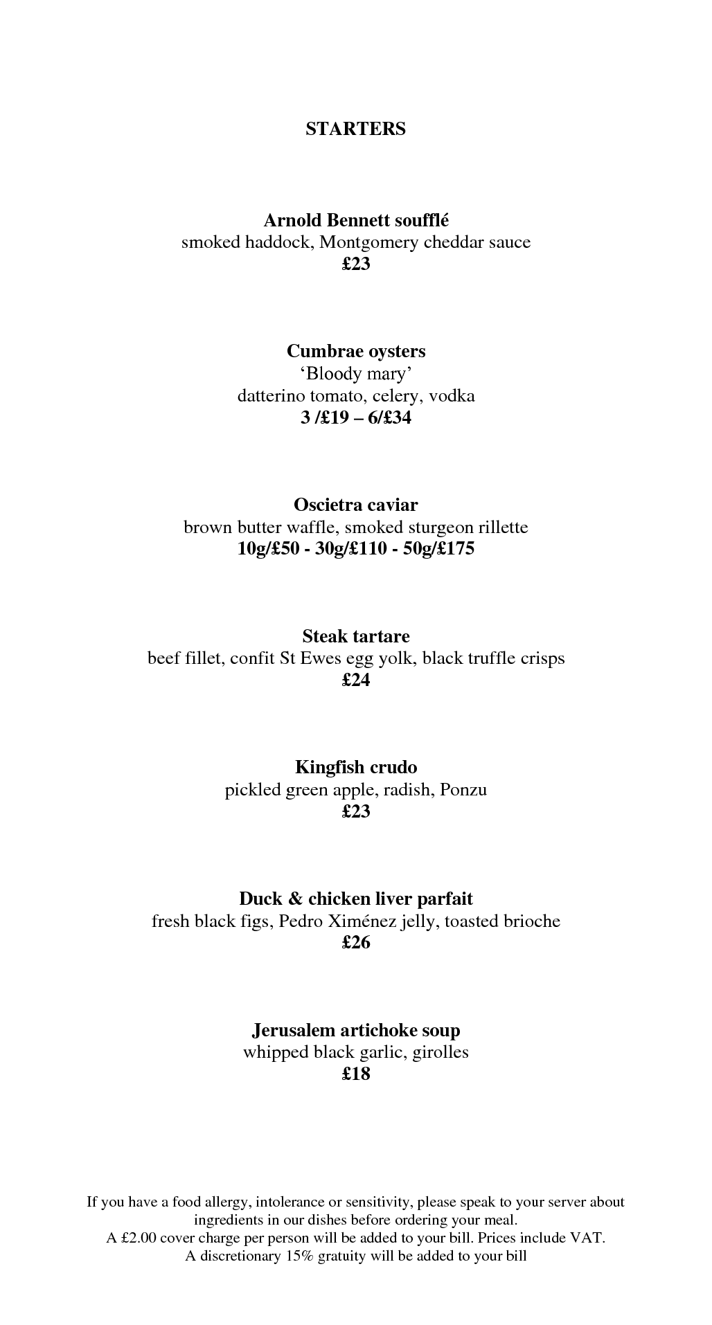 Menus Savoy Grill Gordon Ramsay Restaurants