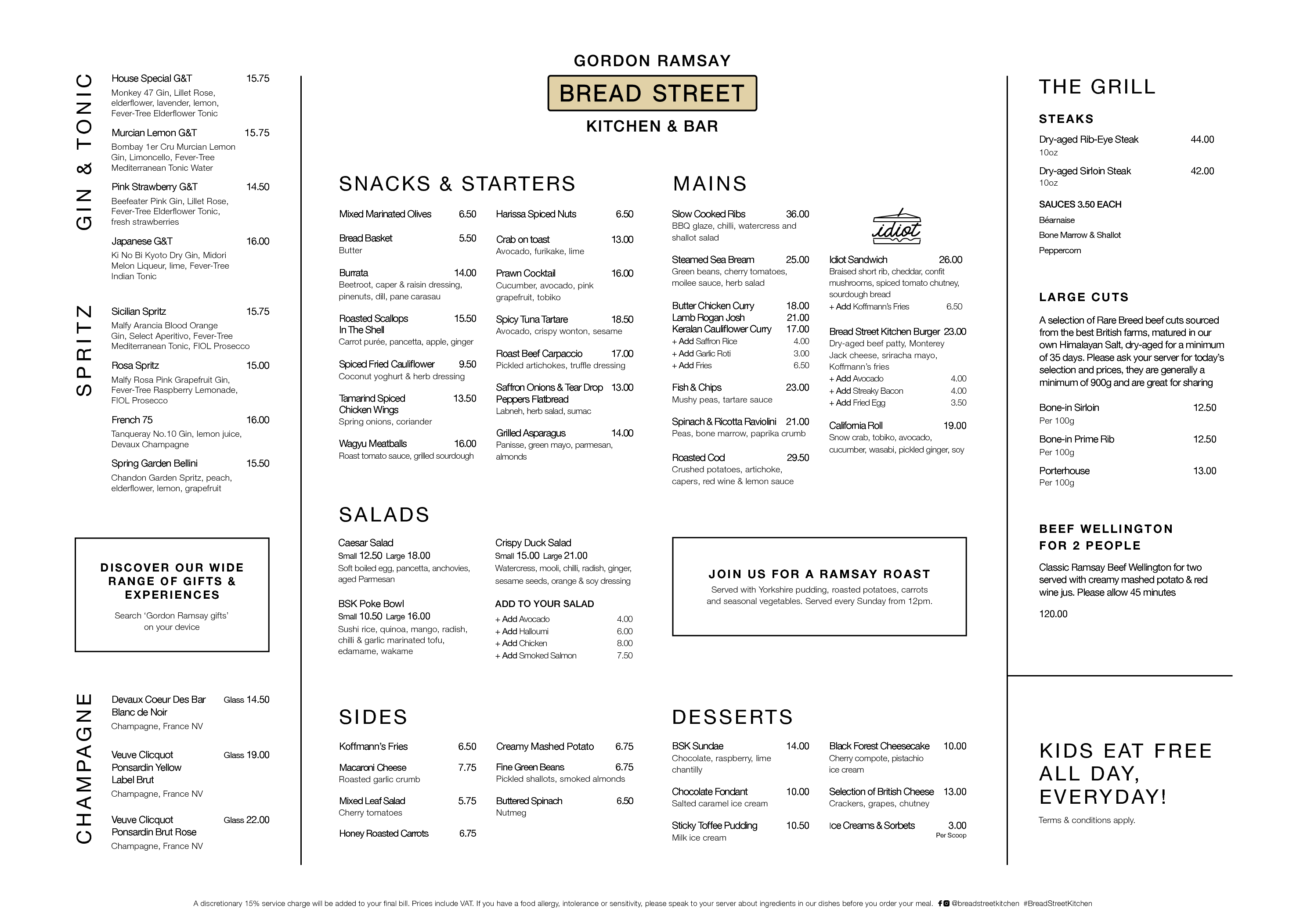 Menus Bread Street Kitchen & Bar St Paul's Gordon Ramsay Restaurants