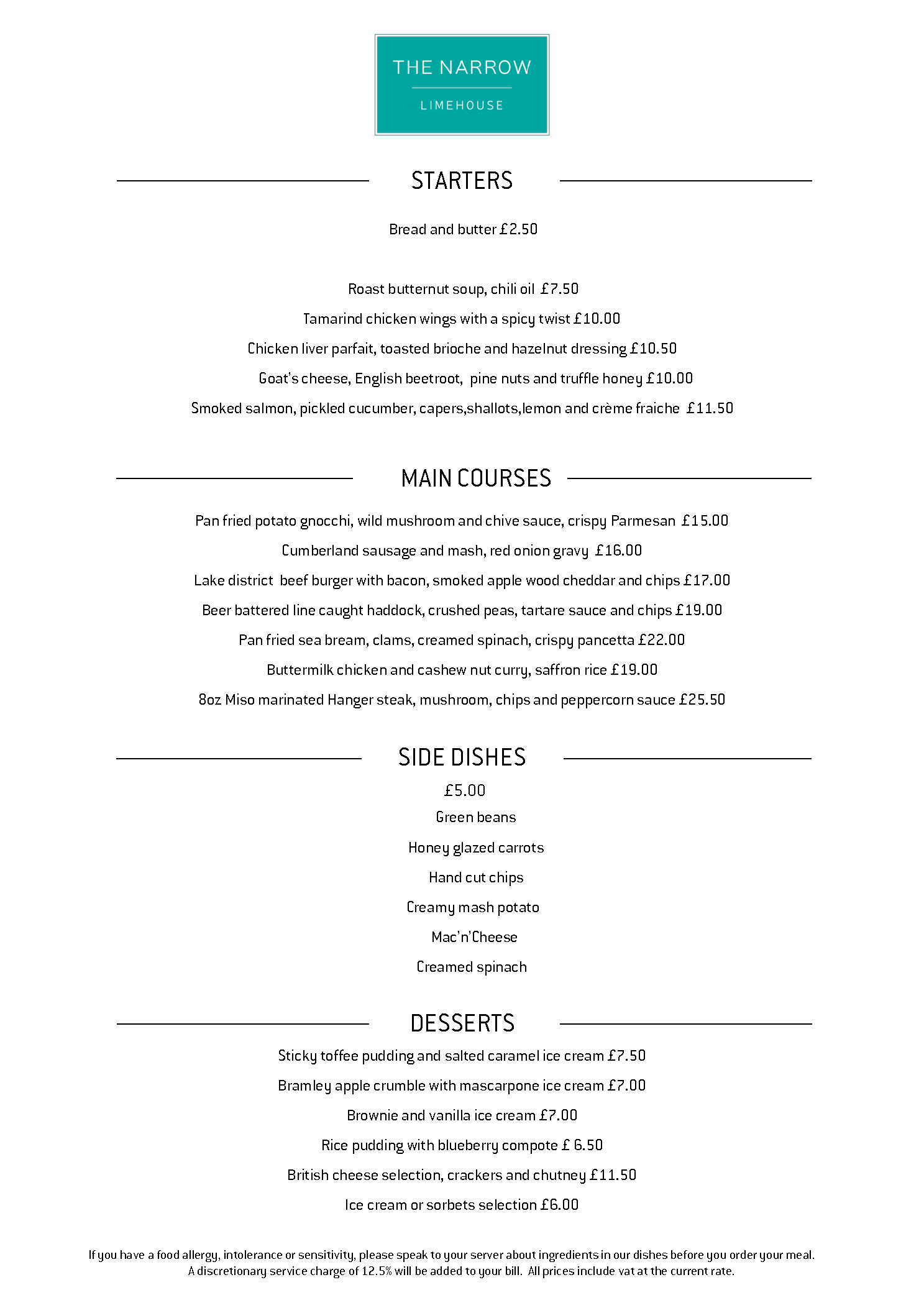 menus the narrow gordon ramsay restaurants