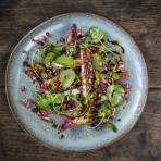 Grilled Pheasant Salad with Bitter Leaves, Pomegranate, Wet Walnuts and Port Dressing | Gordon Ramsa