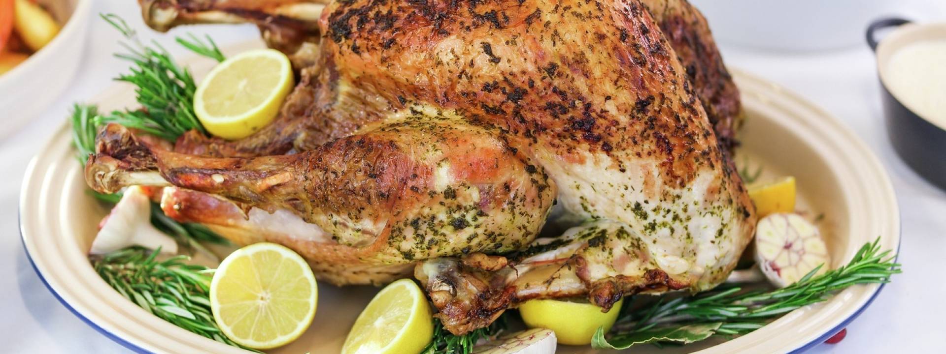 Christmas Roast turkey with lemon and herb butter landscape