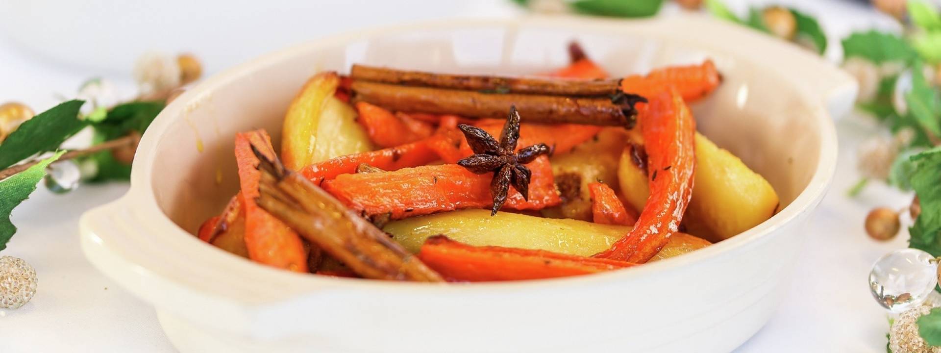 Christmas Honey glazed parsnips and carrots landscape