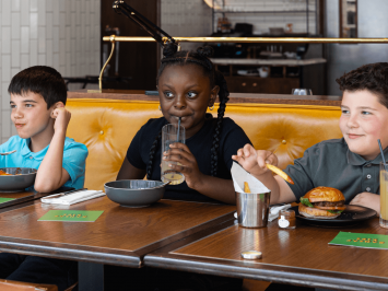 3 children enjoying different meals at Bread Street Kitchen