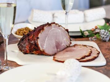 Christmas Honey glazed ham flatlay