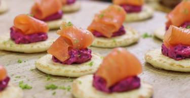 Christmas Smoked salmon blinis landscape