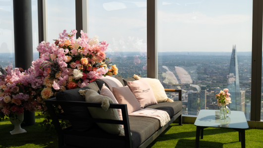 GRR LC BISHOPSGATE JUNE 2026 WHISPERING ANGEL TERRACE LANDSCAPE TERRACE WITH SHARD IN BACKGROUND 24.6.26