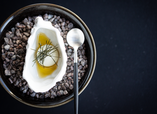 GRR RGRH JANUARY 2026 WINTER CANAPE OYSTER ICE CREAM SEAWEED MIGNONETTE