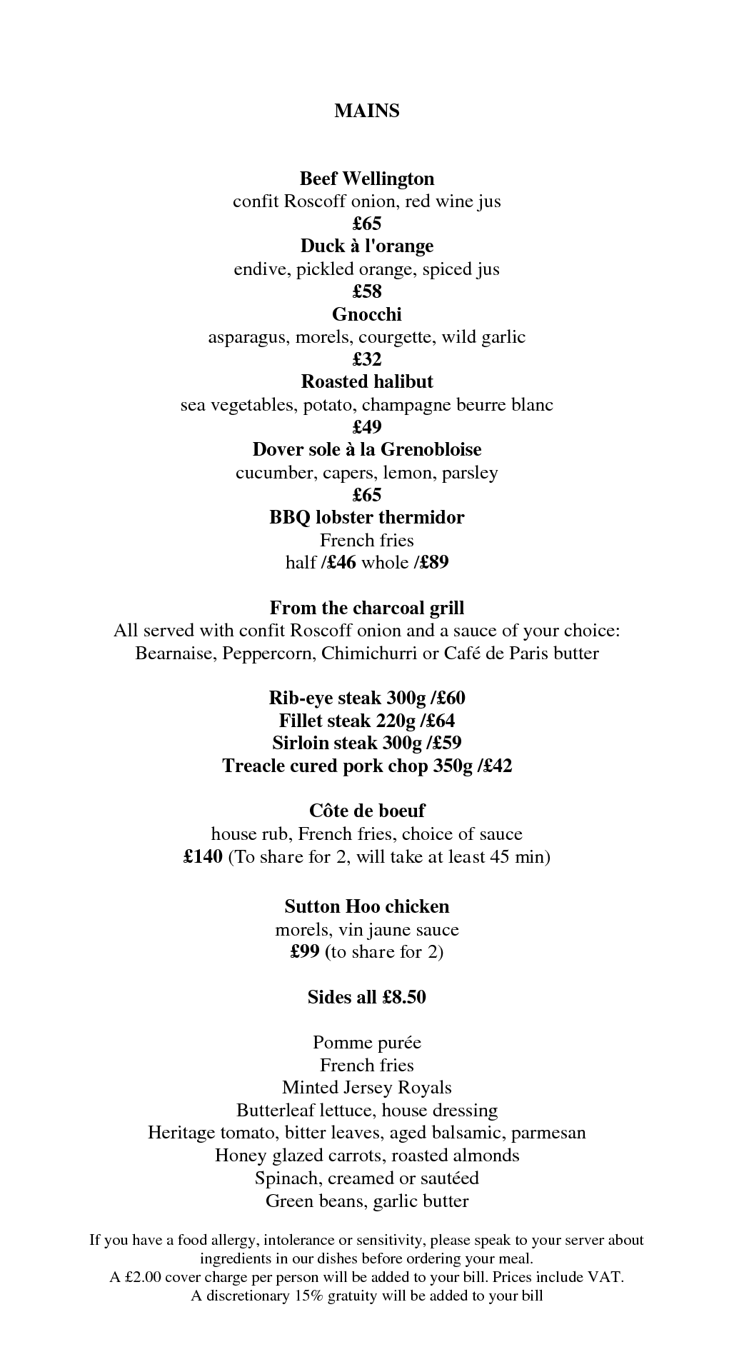 Menus Savoy Grill Gordon Ramsay Restaurants