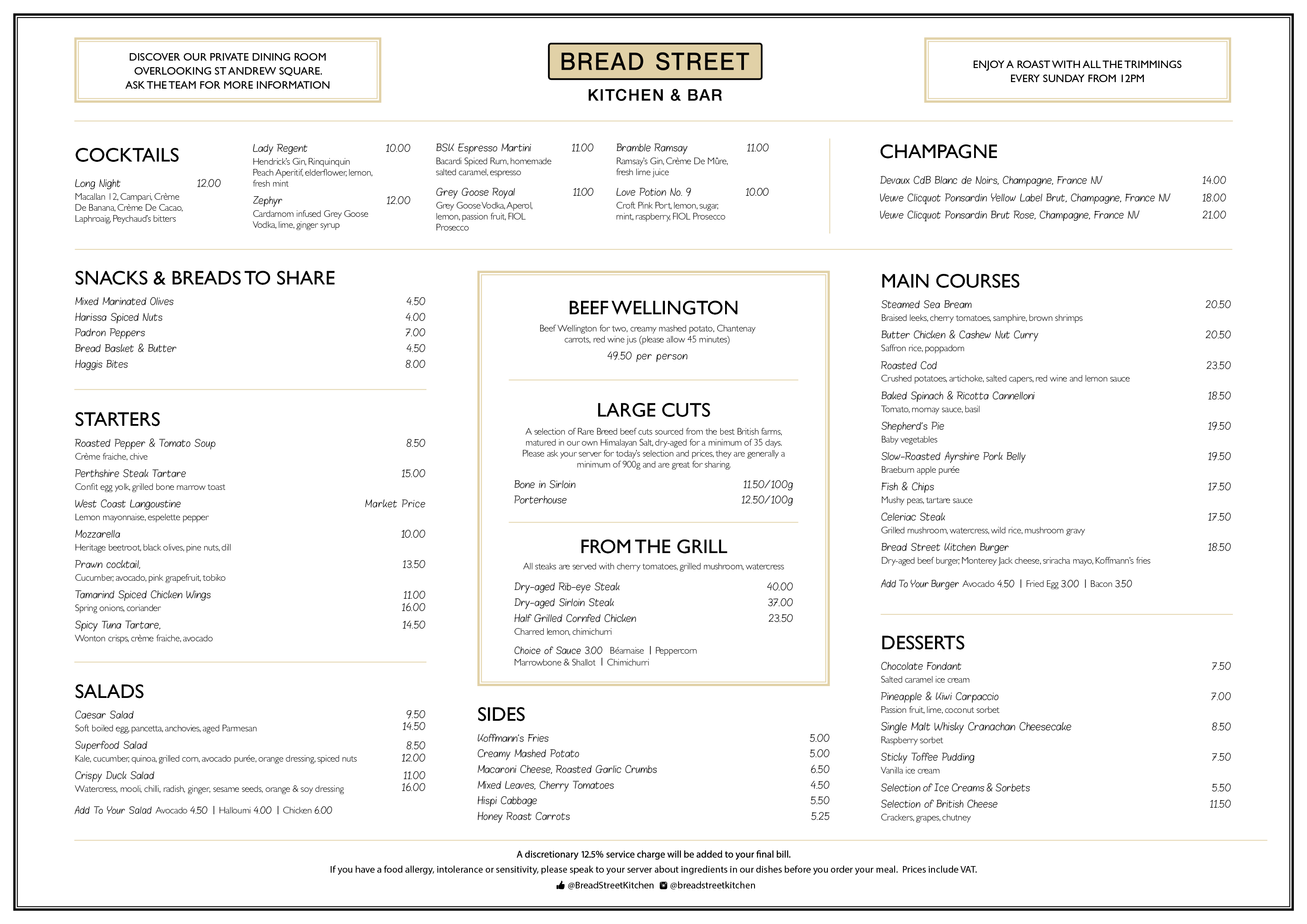 bread street kitchen and bar - ealing london menu